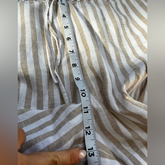 J Crew Linen Shorts White Khaki Striped Drawstring NWT Pockets Women’s Size XXL - Picture 7 of 9